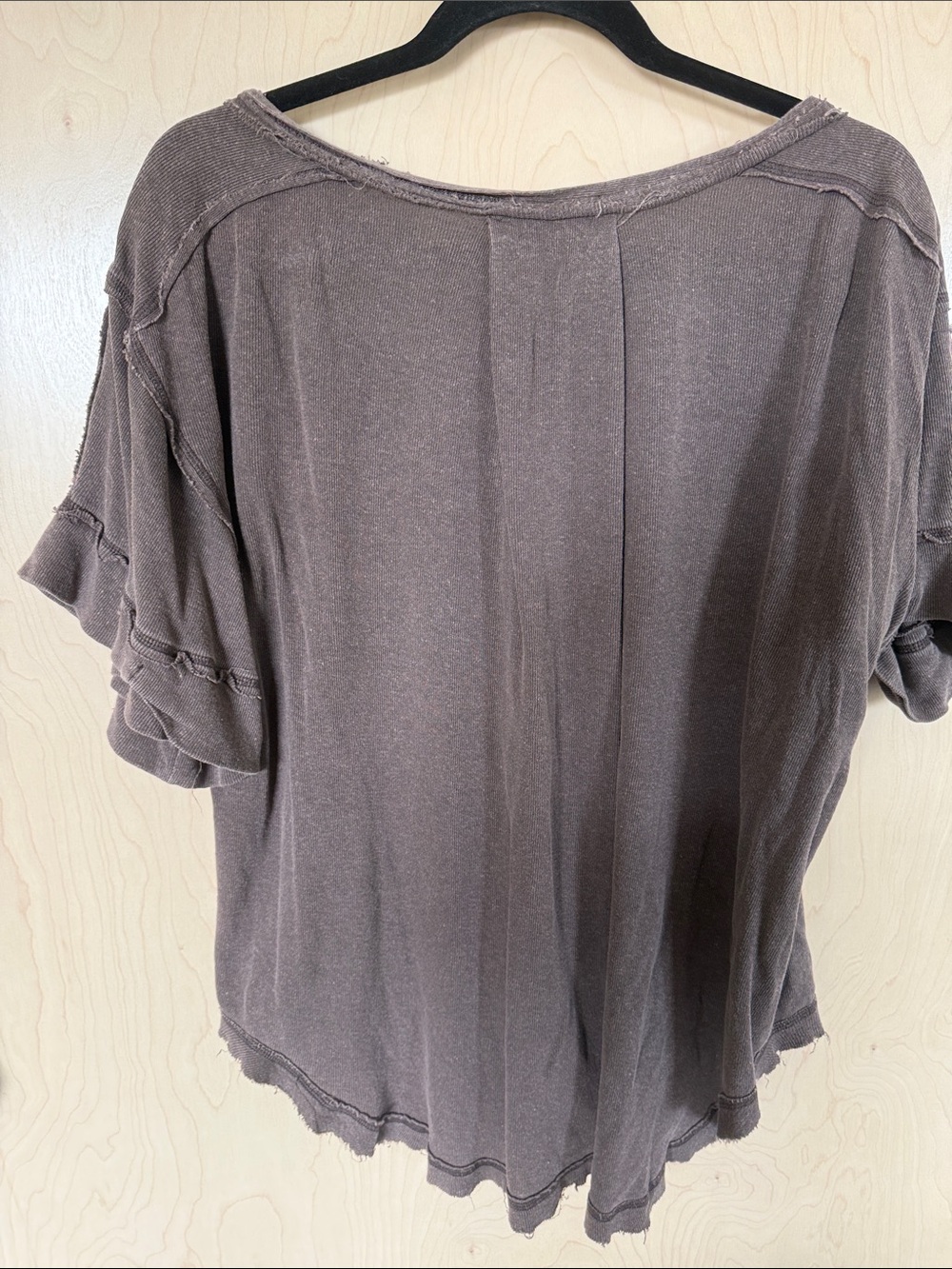 We the Free Women's Washed Henley Short Sleeve Top - Brown - Picture 4 of 5